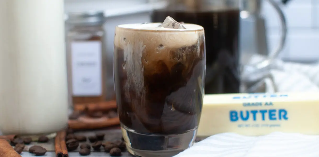 Iced Bulletproof Coffee in a glass
