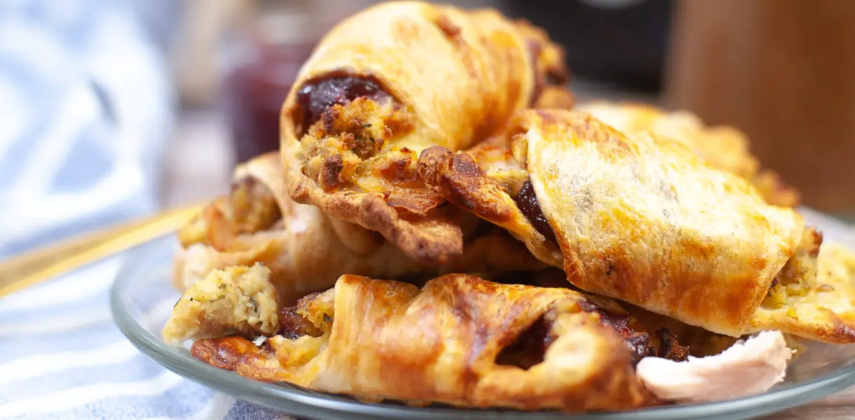 Thanksgiving Crescent Roll-Ups on a plate